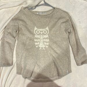 Woolrich Owl sweater. Sz med, oatmeal color. EUC 3/4 sleeves cotton/wool blend